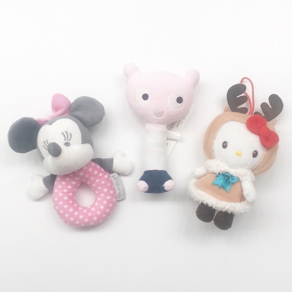 Disney Baby Minnie Mouse / IKEA Cat / Hello Kitty tiny stuffed animals